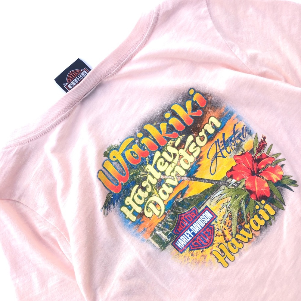 Waikiki Hawaii Harley Davidson Graphic Tall Medium Women’s Retro Vtg